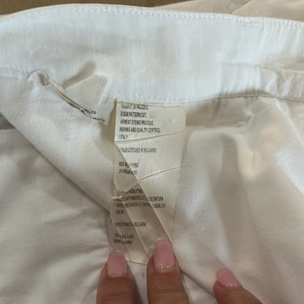 Unlined white linen tapered women’s pants Italy - Picture 5 of 13